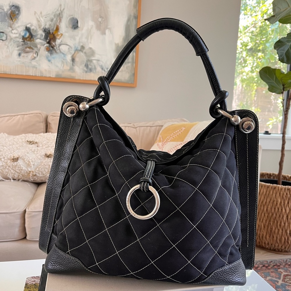 BCBG MaxAzria Elegant Black Quilted Hobo Handbag